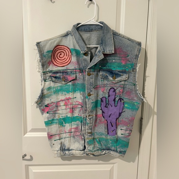 Jackets & Blazers - Vintage Painted Denim Vest